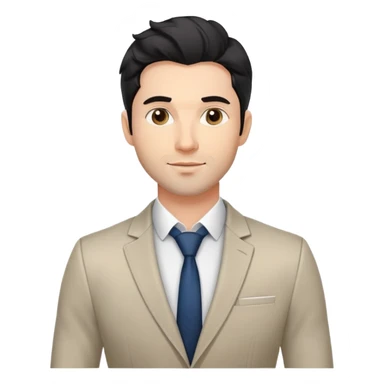 Headshot portrait of a professional 35-year-old man with black wavy hair, stubble, strong jawline, white skin tone, wearing smart casual business attire with blazer, confident and charismatic expression, suitable for a professional speaker profile sticker