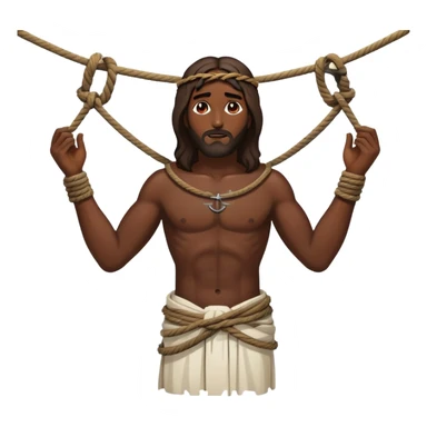 Dark skin christ Jesus tied to ropes and  injured  sticker