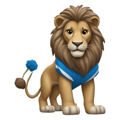 Lion with a Detroit lions jersey sticker
