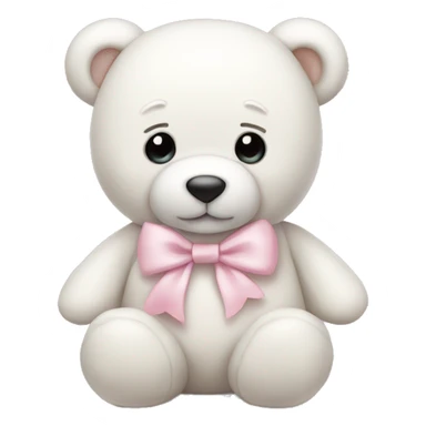 White teddy bear with light pink bow sticker