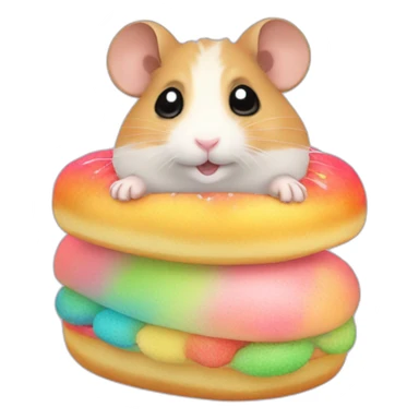 small hamster eat rainbow sponge buns sticker