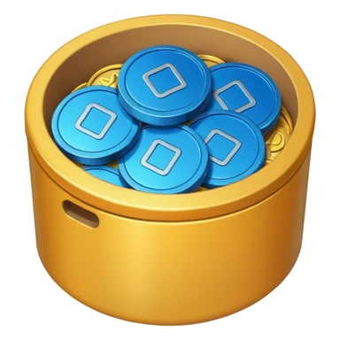 blue coins credit in a package sticker