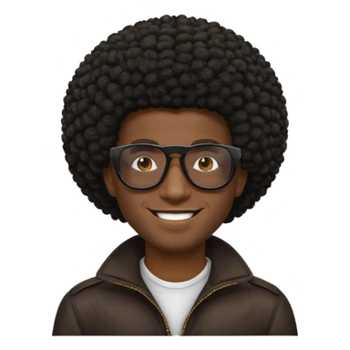 a black guy with shades and an afro sticker