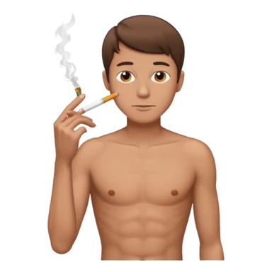 Shirtless thin man with a cigarette and short brown hair sticker