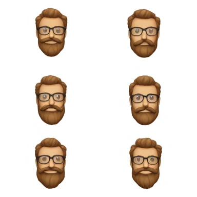 crar emojis de un hombre moreno de barba con lentes grandes y barba completa y bigote sticker