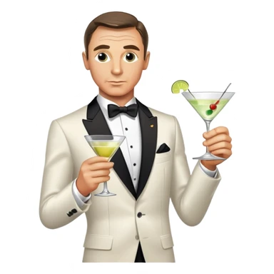James Bond with martini glass, shaken not stirred sticker