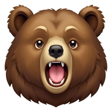 Cinematic Cute Yawning Grizzly Bear Portrait Emoji, Head tilted slightly with a dramatic, wide-open yawn, showcasing a thick, rugged deep brown fur with drooping ears, round eyes barely open in drowsy contentment, Simplified yet irresistibly adorable features, highly detailed, glowing with a soft, cozy glow, high shine, relaxed yet expressive, stylized with a touch of wild whimsy, bright and endearing, soft glowing outline, capturing the essence of a sleepy yet affectionate grizzly, so drowsy it feels like it could stretch out of the screen and curl up for a nap! sticker