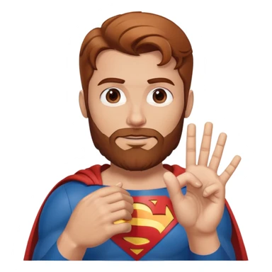 Adult Superman with redish brownish hair and full beard making hand heart  sticker