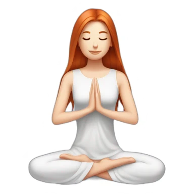 redhead white woman long medium straight hair, meditating on a violet blanket sticker