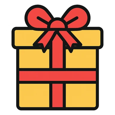 colored gift box with ribbon icon sticker