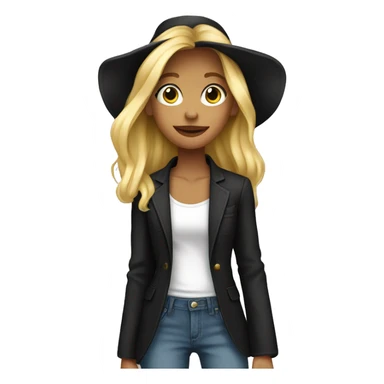 Blond girl in baggy jeans and black oversized blazer  sticker