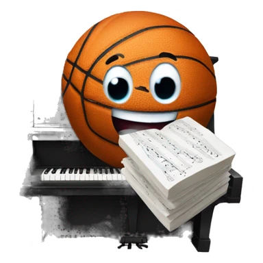 basketball with a grin playing piano sticker