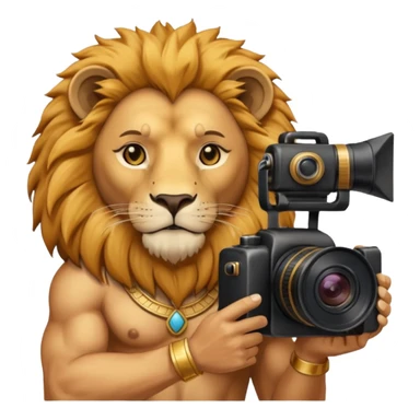 lion, egypt ancient lion with camera sticker