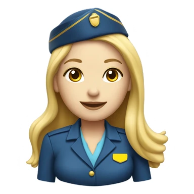 long blonde hair girl flight attendant blue uniform with yellow scarf holding suitcase  sticker