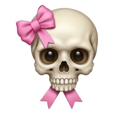 A skull with a small pink ribbon on the side of its head sticker