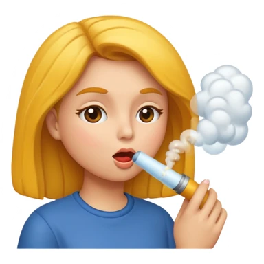 woman blowing sticker