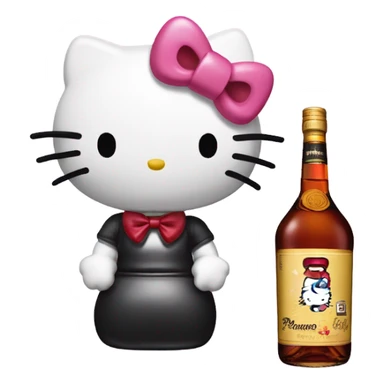 Original hello Kitty aesthetic drinking Hennessy sticker