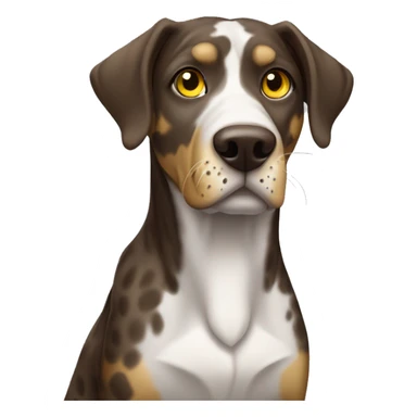 Brown Catahoula leopard dog with white chest hair and yellow eyes sticker