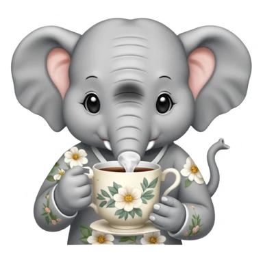 elephant with tea cup sticker