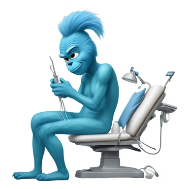 Blue grinch getting knee surgery sticker