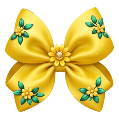 yellow flower bow with glitter sticker
