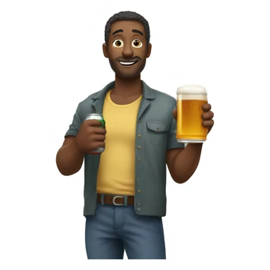 Guy drinking a beer sticker