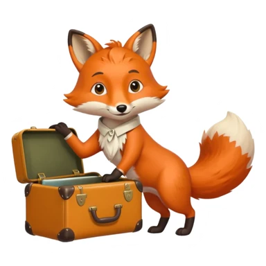 A clever fox gripping a tiny suitcase with its agile tail. sticker