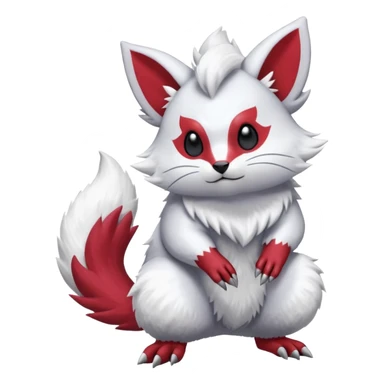  flurry fuzzy Absol-Furret-Zangoose-Chinchilla-fusion-animal-Fakémon-hybrid-creature  sticker