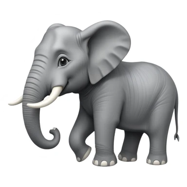 A giant 3D cartoon elephant in side view, towering and muscular, long tusks forward, thick textured skin, dust swirling around, strong sunlight and dramatic shadows, Memoji-style but intense and powerful. sticker