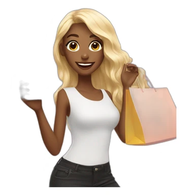 influencer taking selfie with a shopping bag sticker