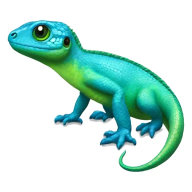A Cyan Shiny Glossy Lizard-Reptile-Salamandrian-Fakémon with dark-blue patterns and light-green belly Full Body sticker