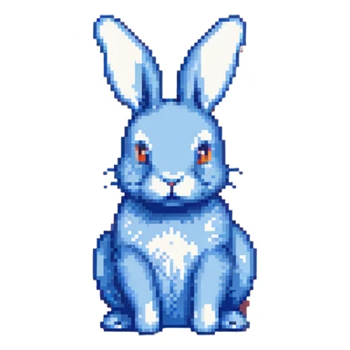 blue rabbit, pixelated blue bunny sticker