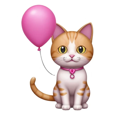Cat with pink balloon sticker