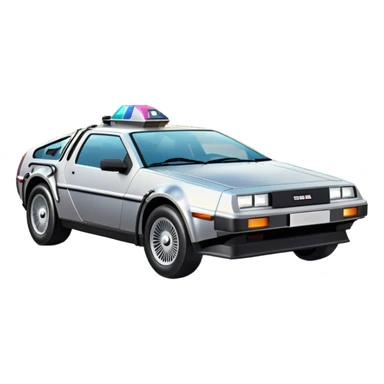 Машина DeLorean переливающаяся из-за капель дождя стоит на фоне БигБена sticker