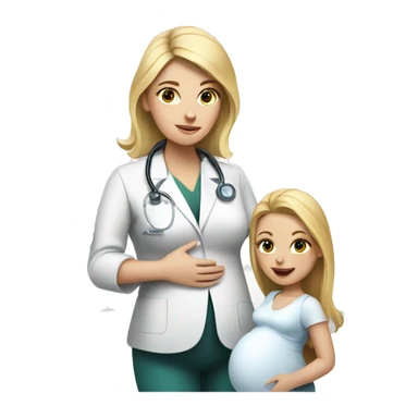 blonde doctor doing ultrasound on pregnant woman sticker