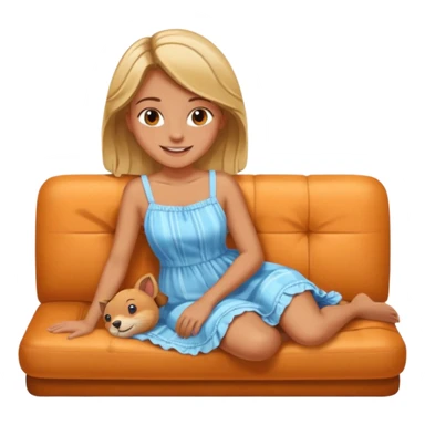 The girl works lying on the sofa sticker