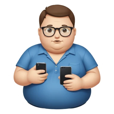 Hombre nerd obeso mórbido con la barriga saliendo de la camisa sticker