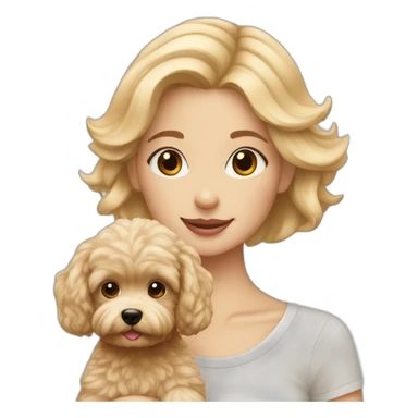 Blonde girl with maltipoo beige sticker