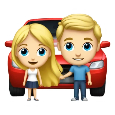 White Boy buying blonde girl a car sticker