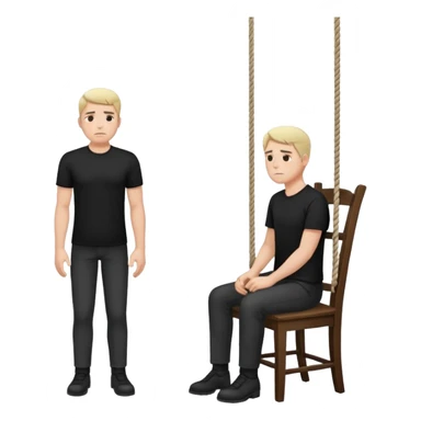 A man standing in the chair and looking at the hanging rope thinking to suicide  sticker