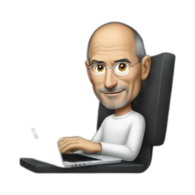 Steve Jobs with a macbook sticker