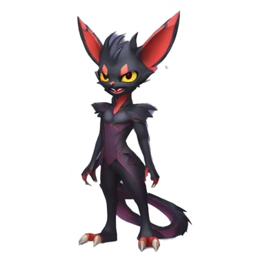  Kawaii Edgy Cool Vampiric Demonic Beautiful Noivern-Nargacuga-Litten with big Bat Ears full body sticker