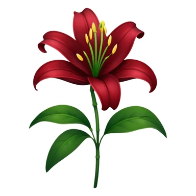A lily flower in a dark cherry red colour with a dark green stem sticker