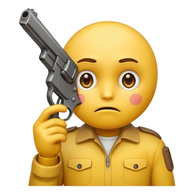 yellow emoji face with sad face with a gun pointed to its head sticker