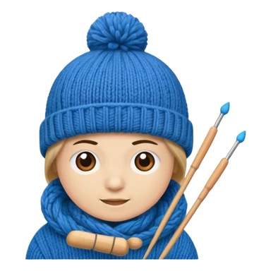  beanie hat with knitting needles sticker