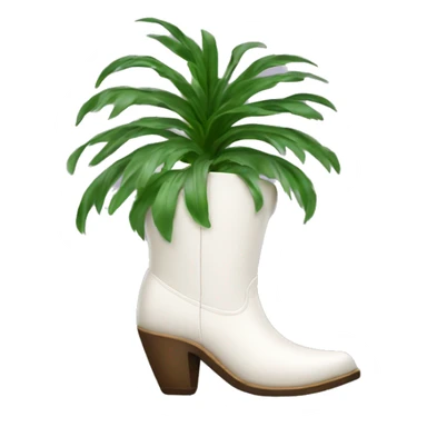 White cowgirl boot vase growing a palm sticker