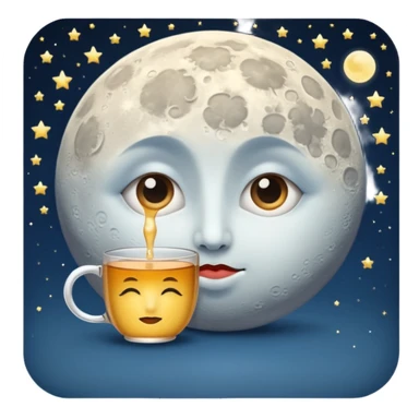 moon with under-eye circles drinking night tea sticker