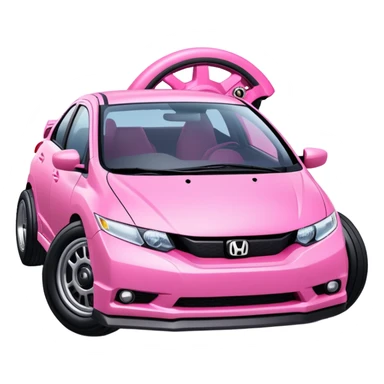 Kirby Honda civic with giant wheels  sticker