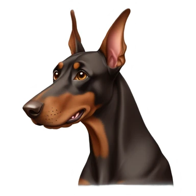 Brown Doberman without cropped ears looking forward and happy  sticker
