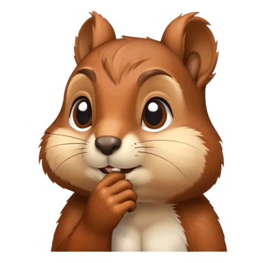 Squirrel in deep thought with hand on the chin sticker